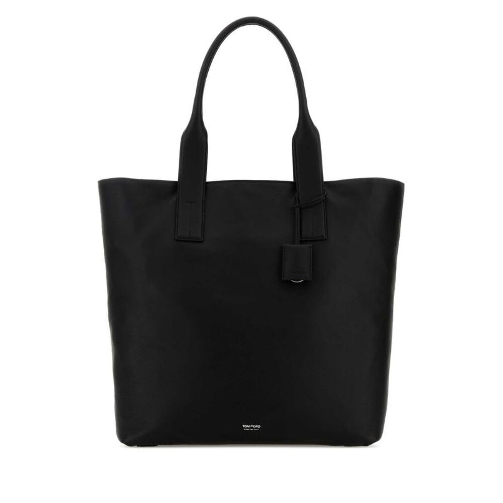 Tom Ford Men Black Leather Shopping Bag